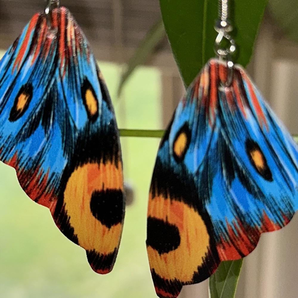 New Butterfly Wing Earrings Yellow Blue 🦋 - Picture 3 of 7